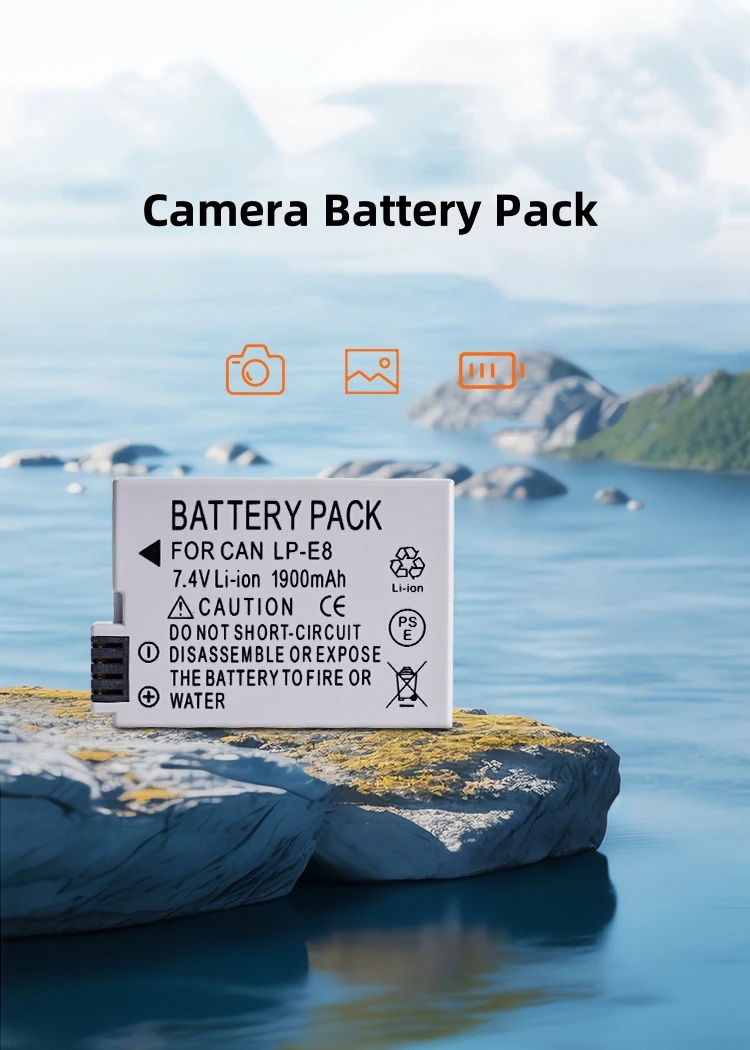 1900mah 7.4V Camera Battery Pack For Canon LP-E8 For EOS 550D 600D 650D 700D X4 X5 X6i X7i Camera Battery Pack Lithium battery