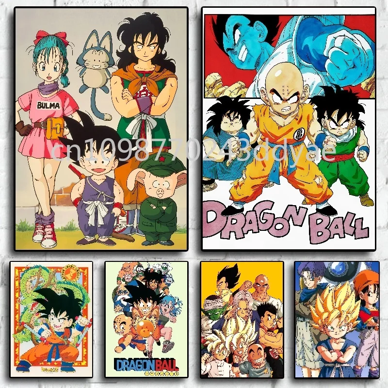 

High-quality Anime Dragon Ball Poster Character Goku Vegeta Bulma Printing Canvas Home Wall Art Deco Painting Children's Gift