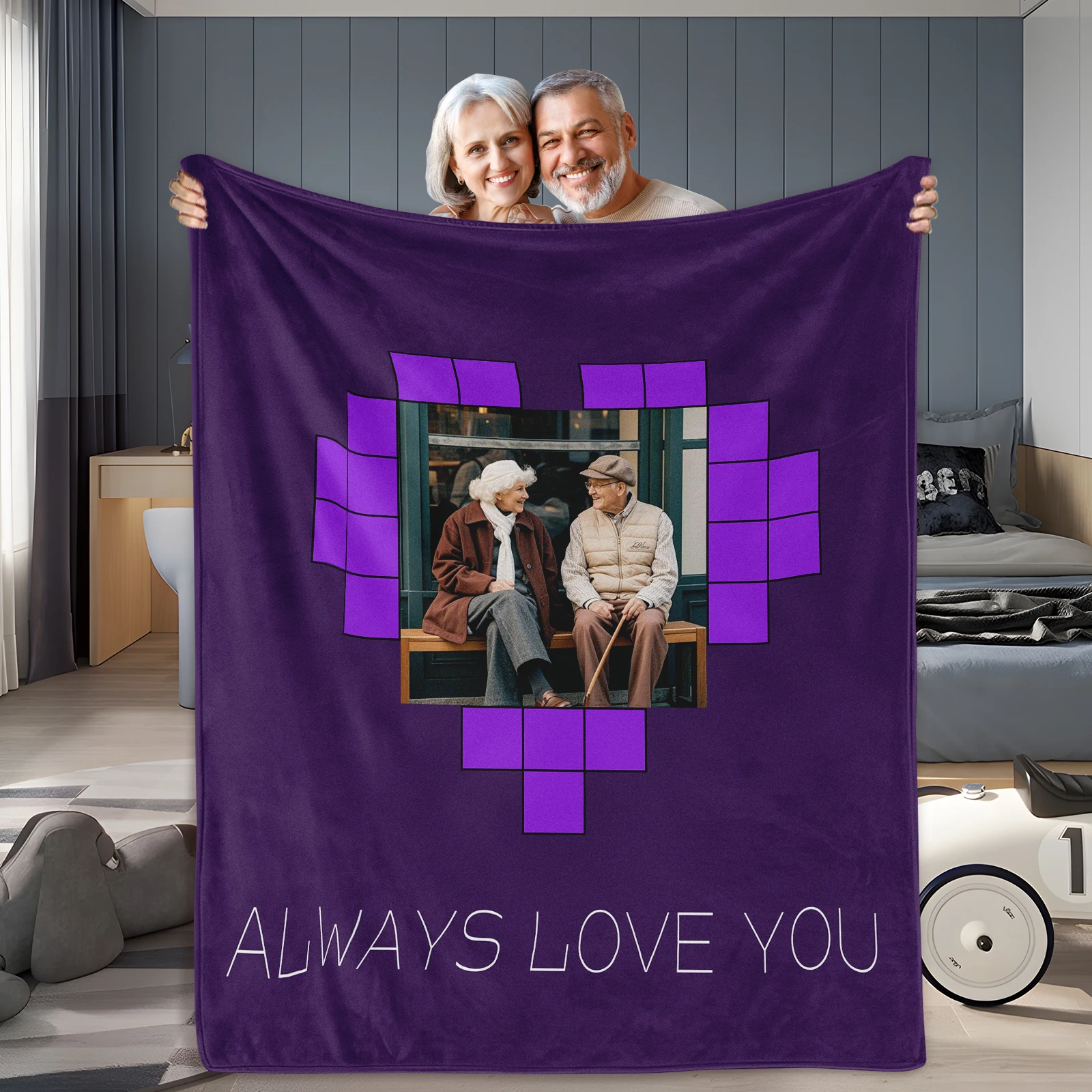 

Personalized Blanket for Family Best Friends Unique Gift with Heart Design Perfect for Originality Blanket Decoration To Brother