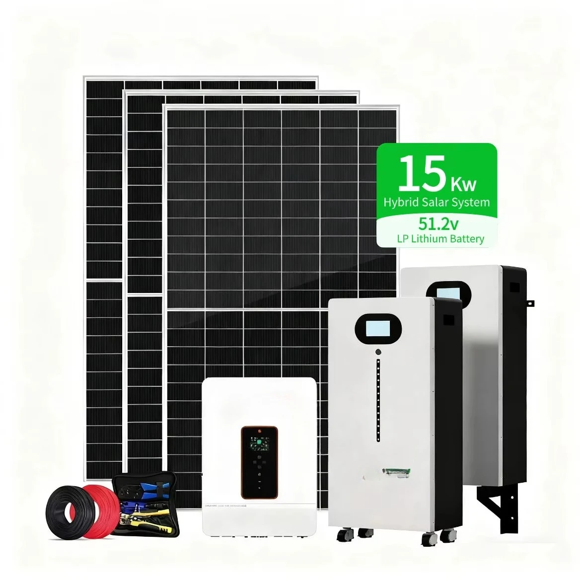 Lumitech 15KW Off-Grid Monocrystalline Silicon Energy System Complete Set MPPT Controller Lithium Ion Battery Home Use 150w