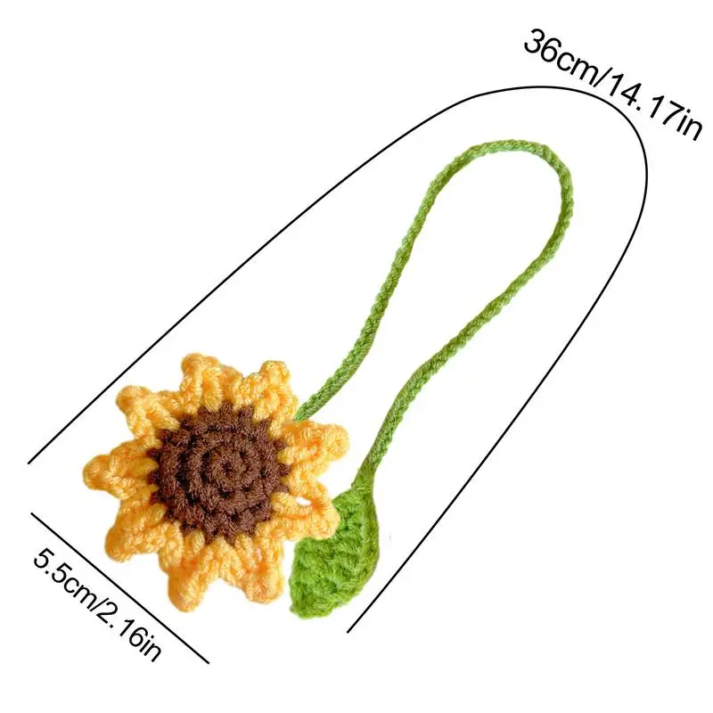 Crochet Flower Sprout Bookmarks Cute Handmade Knitted Floral Page Markers Handmade Knitted Book Marks For Writer Readers