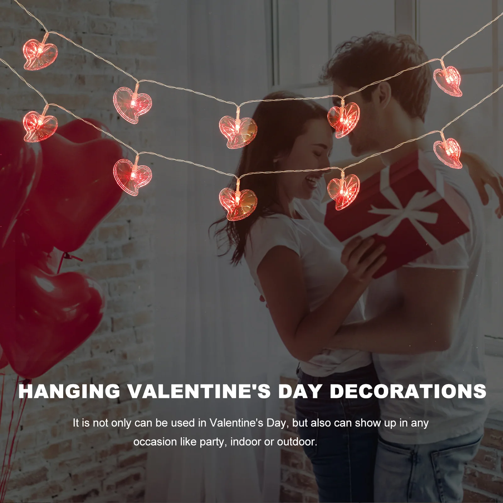 1 مجموعة عيد الحب شكل قلب LED سلسلة أضواء رومانسية ديكور الحفلات معلقة داخلي في الهواء الطلق سلسلة أضواء الحزب
