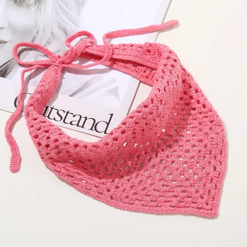 Girls Crocheted Bandana Head Wrap Exquisite Hairband Lady Turban Photo Props