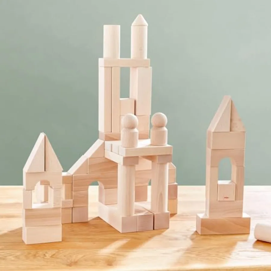 Wooden Building Blocks Set, Ideal Toddler Blocks for and Stacking Toys for Ages 1 and Up for Open-Ended Play, Made in Germany
