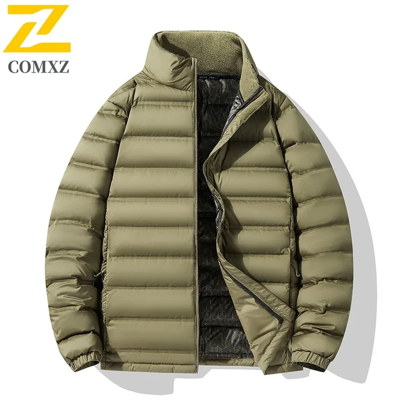 COMXZ Down Jacket Lightweight Waterproof Stand Collar Travel Puffer Jacket Skiing Versatile Casual Winter Jacket Men's Clothing