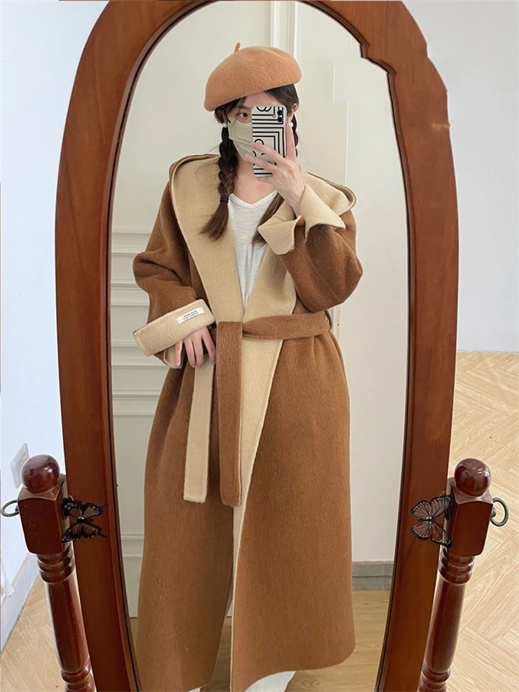 

Autumn Winter High-end Woolen Overcoat Women Solid Loose CASHMERE Double-sided Wool Coat for Women New Long Trench Coat