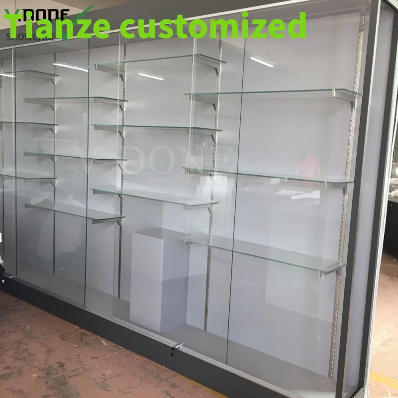 

Customized-Factory Black Glass Display Cabinet Showcases with Led Light