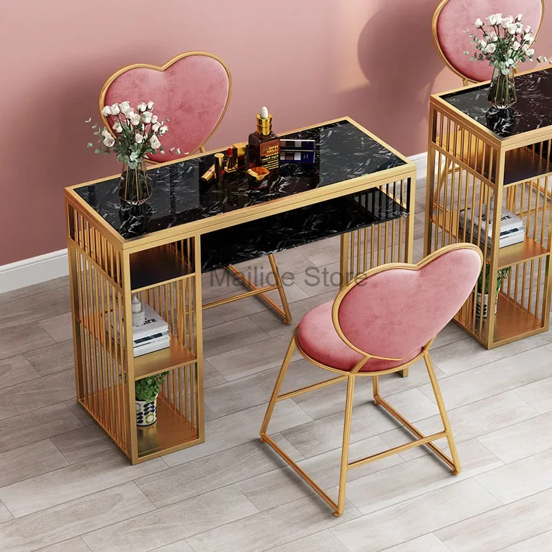 Nordic Light Luxury Nail Tables Beauty Salon Manicure Table and Chair Set Fashion Ins Salon Furniture Single Tables for Manicure