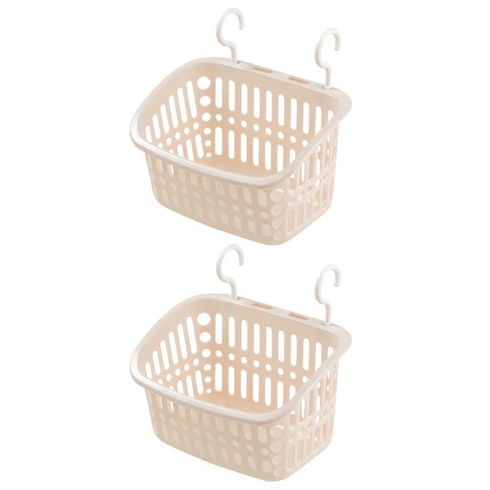 

2Pcs Storage Basket WallMounted Black Hanging Organizer Woven PP Kitchen Bathroom Supplies Toiletries Holder Condiment Basket