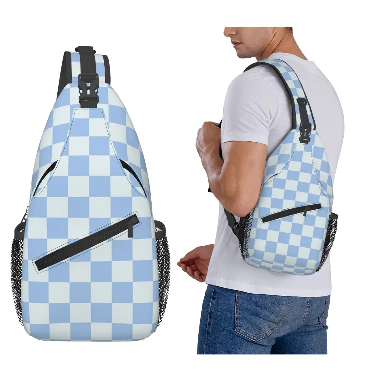 

Мини-клетчатая нагрудная сумка с клетчатым узором, мужской рюкзак через плечо, нагрудная сумка, дорожный походный рюкзак, сумка на плечо