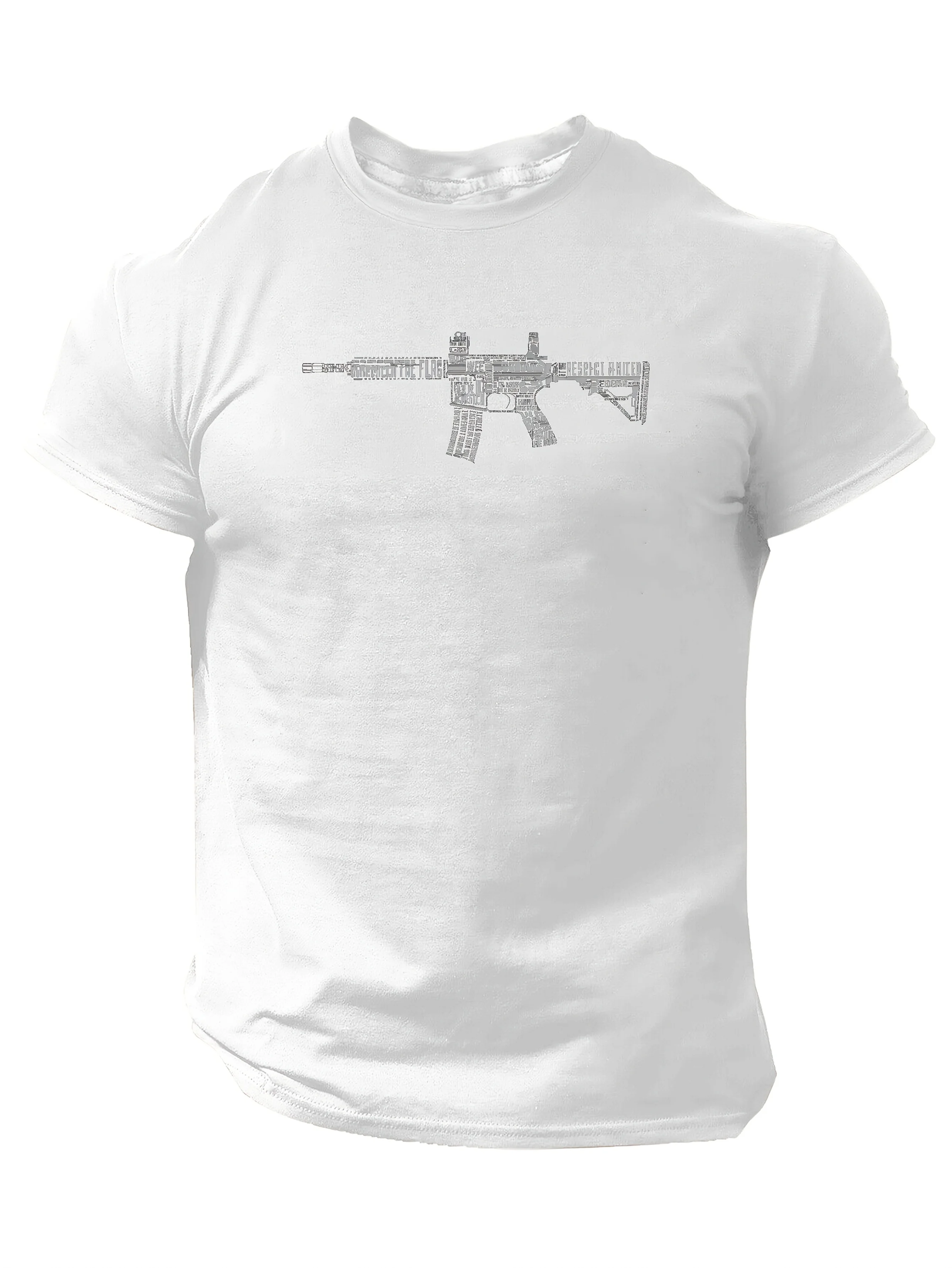Men Tactical Gun Print Short Sleeve T-shirt - Casual Polyester Round Neck Machine Washable for Summer Outing Men Clothing view 3