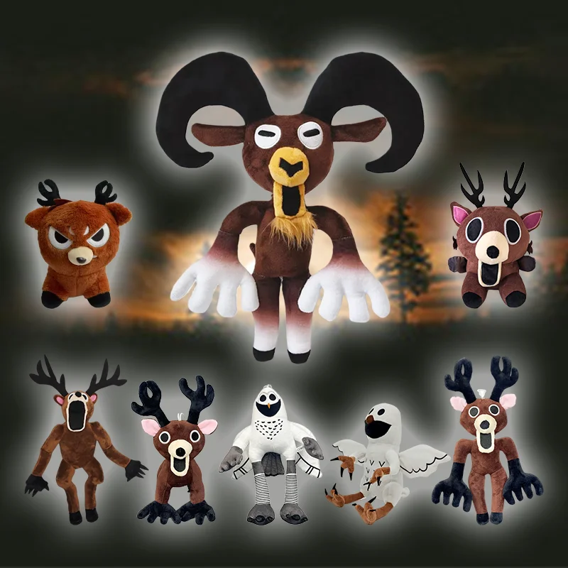 TreasuringU 2025 Новинка 99 ночей в лесу Плюшевая игра Коричневая подставка Сидит Лось Олень Белая Сова Мягкая кукла Детские рождественские подарки