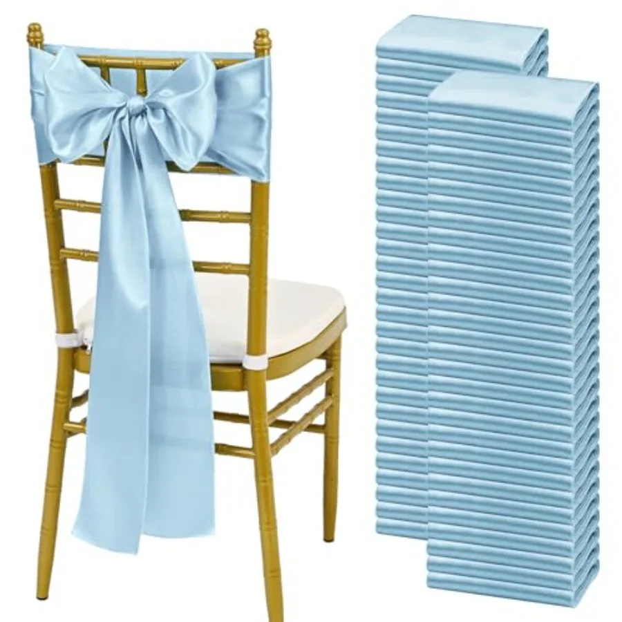 

60 PCS Satin Chair SashesTies Chair Bows Designed Chair Sashes Chair Cover for Wedding Party Baby Shower Banquet Folding Chairs