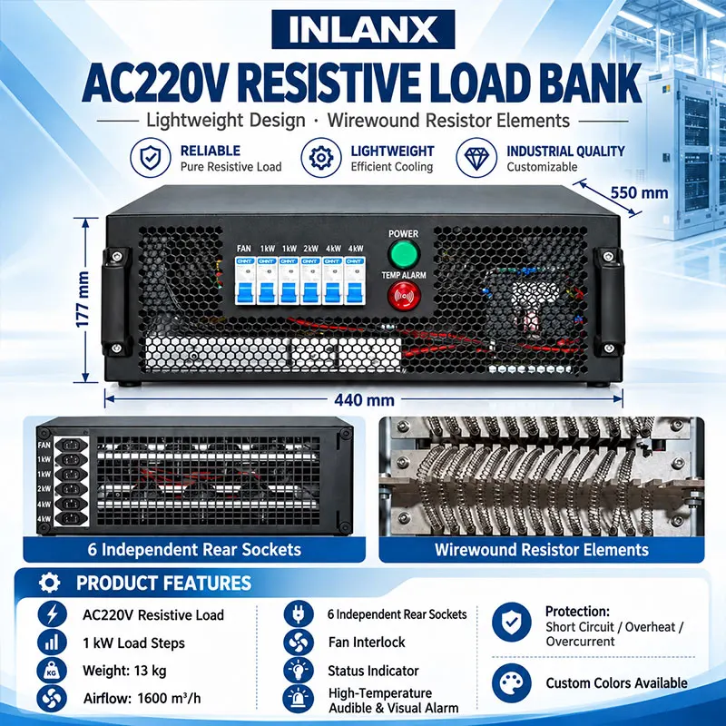 Air-Cooled Load Bank for Data Center UPS Rooms — AC/DC 220V/240V/270V, 12kW/3kW/5kW/8kW/6kW/16kW