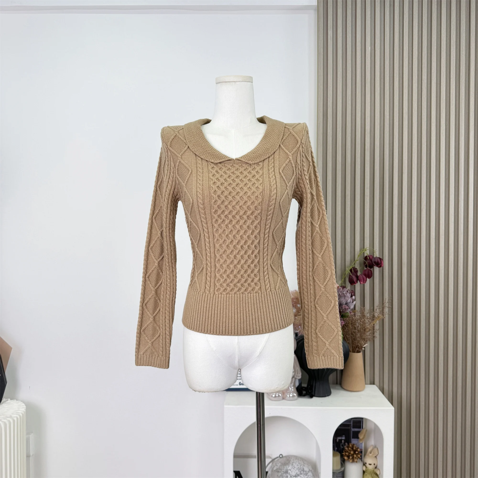 

Women's Sweater Outerwear Vintage 2000s Jumper Knitted Peter Pan Collar Long Sleeve Cashmere Pullover Autumn Winter Clothes F445