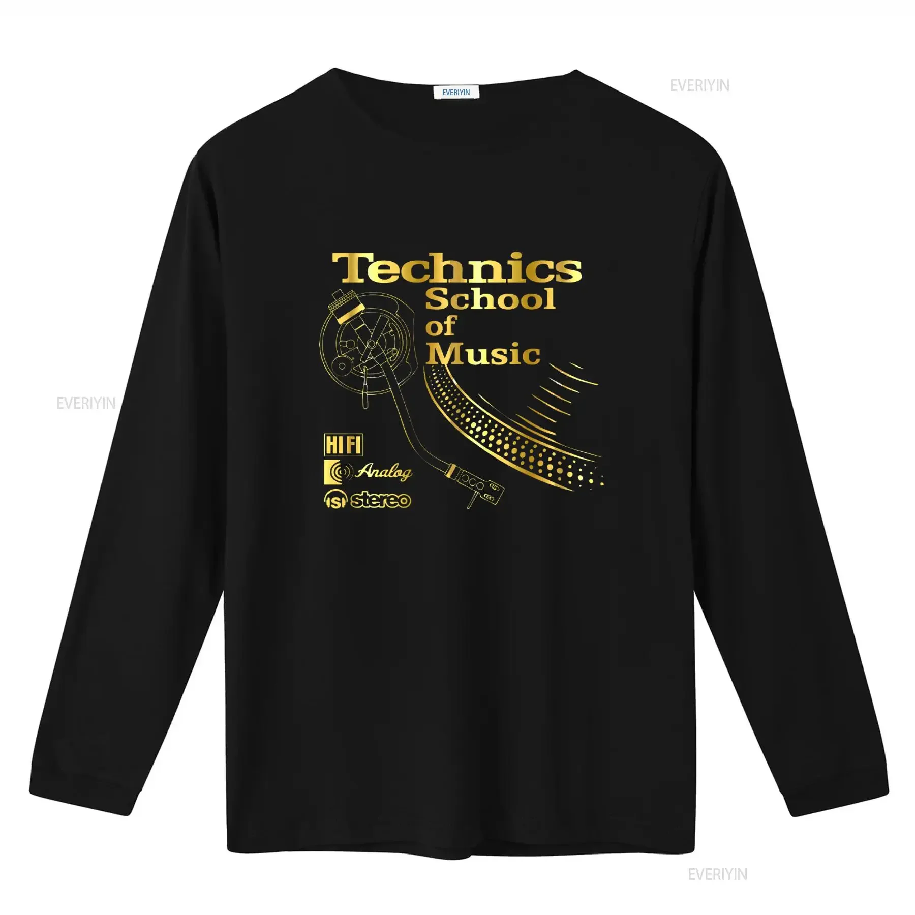 TECHNICS School of Music Black T Shirt Vinyl Record Design HiFi Analog Stereo Elements vintage Washed Slightly Soft