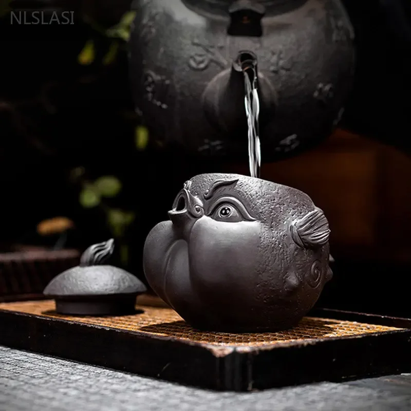 Creative Purple Clay Teapot Animal Model Beauty Kettle Classic Ball Hole Filter Tea Infuser Chinese Household Tea Sets