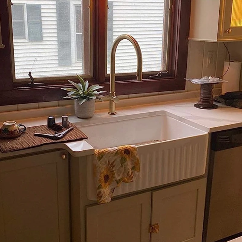 

Kitchen Ceramic Sink Single Sink Semi-recessed Kitchen Vegetable Basin Fire-resistant Soil Large Pool