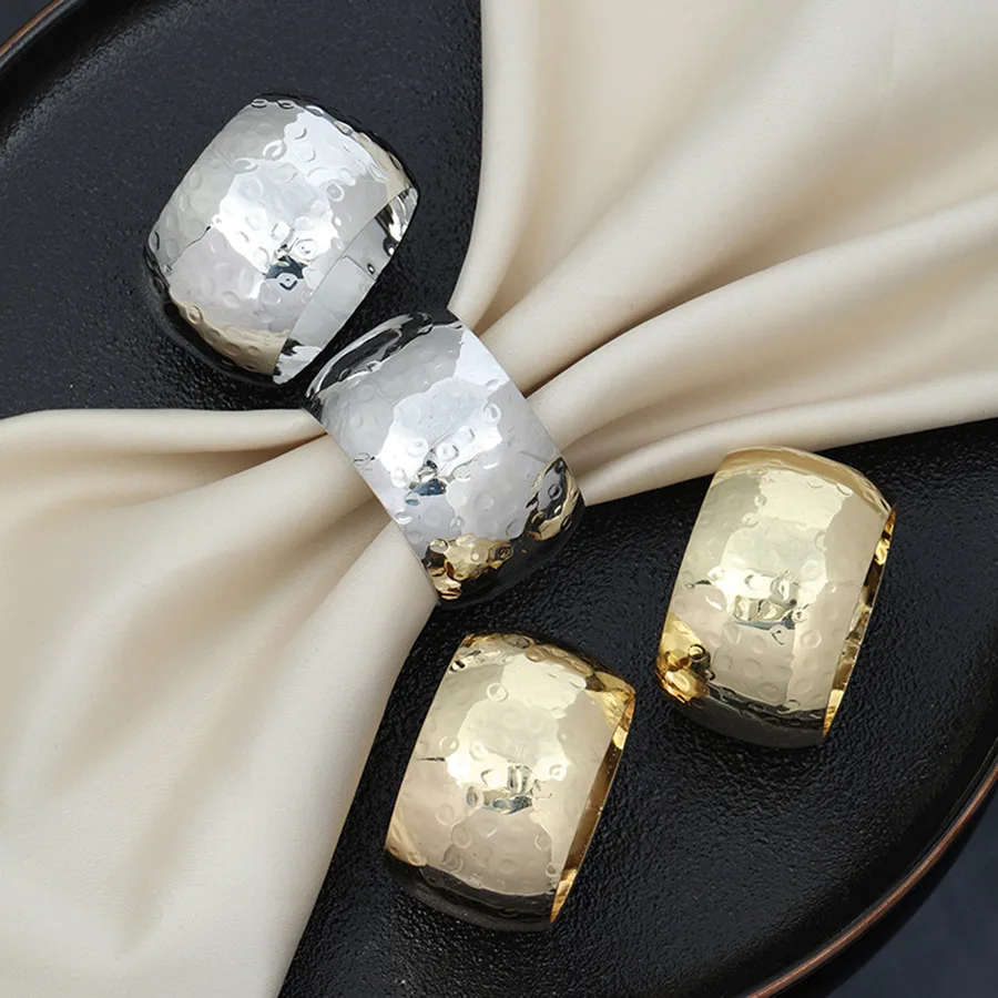 10pcs Gold Napkin Ring For Wedding Birthday Party Dinning Table Decoration Napkin Holder Christmas Thanksgiving Party Supplies