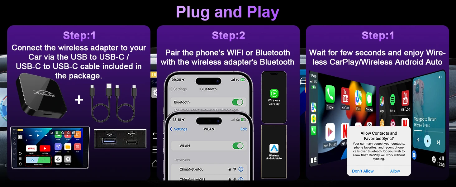 Wireless Carplay Adapter with YouTube