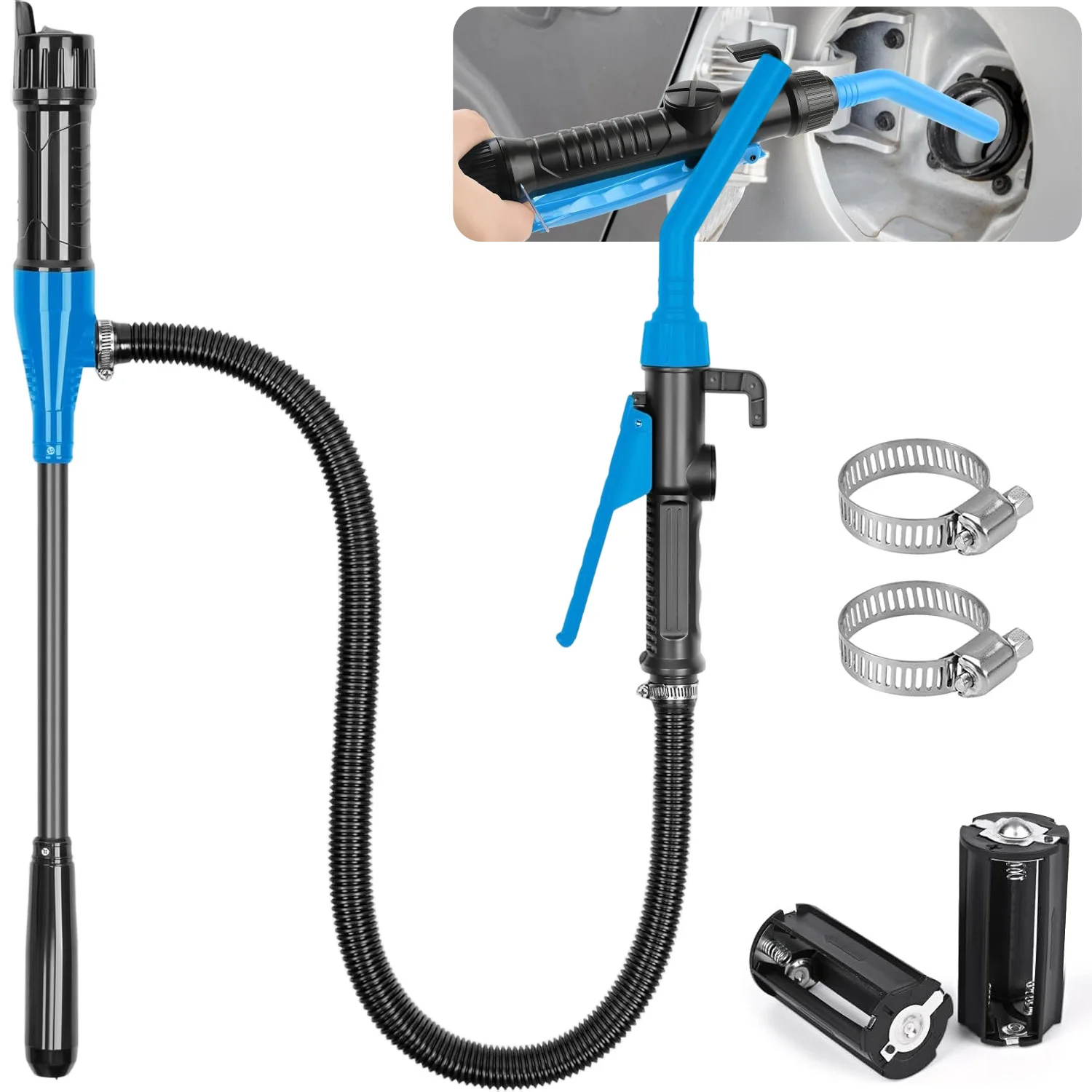 Tragbare Flüssigkeitstransferpumpe 2,2 Gallonen pro Minute, elektrische Mehrfach-Siphonpumpe, batteriebetrieben, für Diesel, Wasser, Kraftstoff