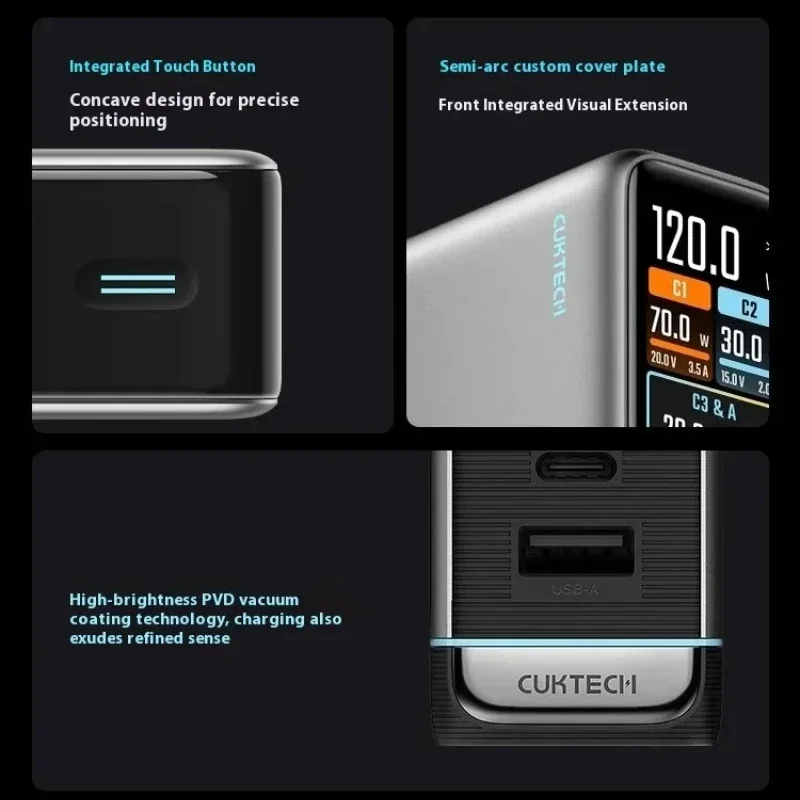 CUKTECH 10 Ultra120W GaN Fast Charger PD3.0 Multi-Port USB Digital Display Portable Travel Charging Adapter for iPhone MacBook view 4