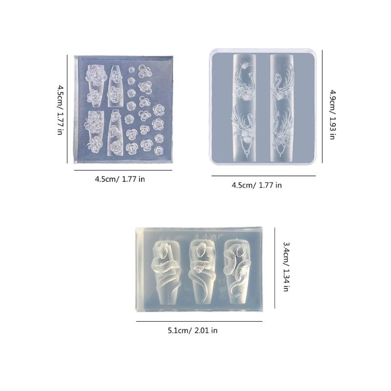 فريدة من نوعها ثلاثية الأبعاد زهرة الورد مسمار الفن صياغة قالب متعدد التصميم ديكور زهرة قالب من السيليكون للحرف الفنية مسمار #6