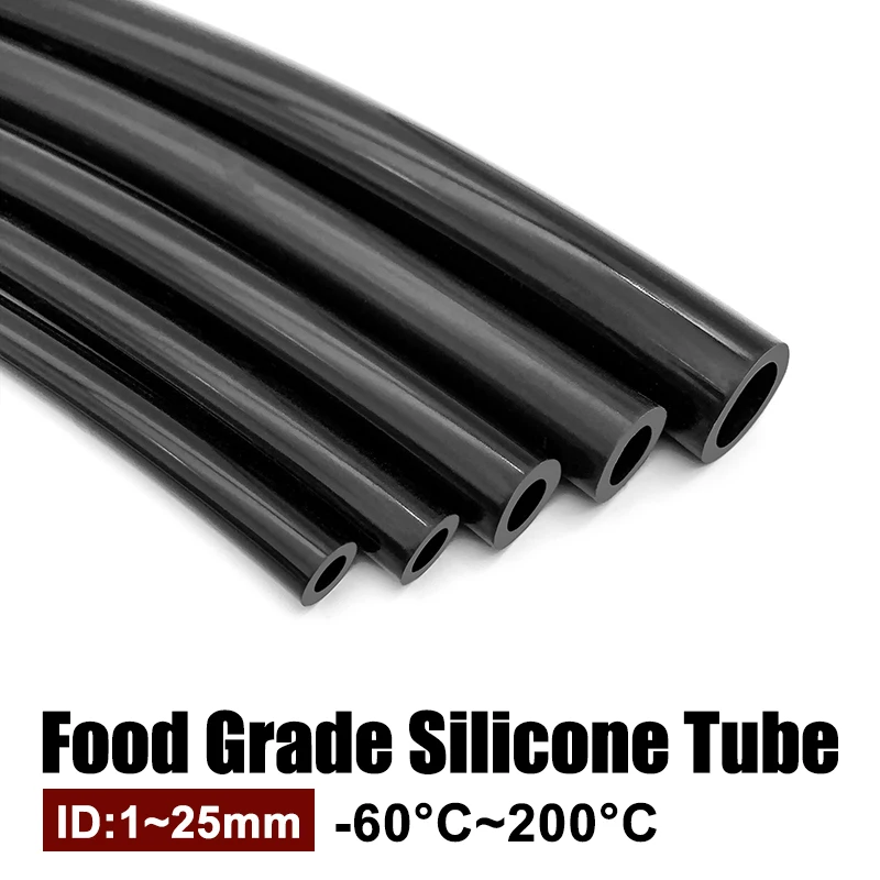 1M Black Silicone Tube Flexible Rubber Hose 1 2 4 5 6 7 8 9 10 11 12 14 16 25mm Flexible Soft Silicone Tube