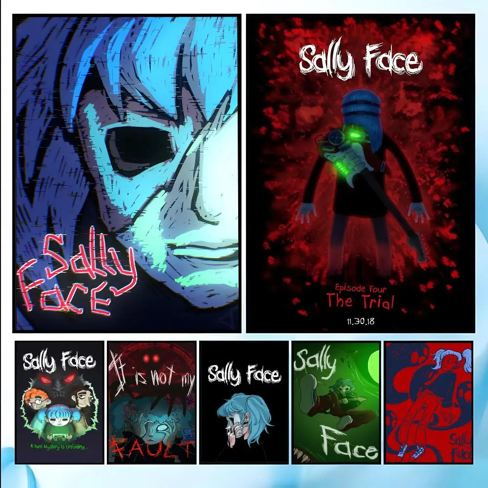Horror Mystery Game Sally Face Art Poster HD Art Sticky Wall Waterproof Home Living Room Bedroom Bar Aesthetic Decoration