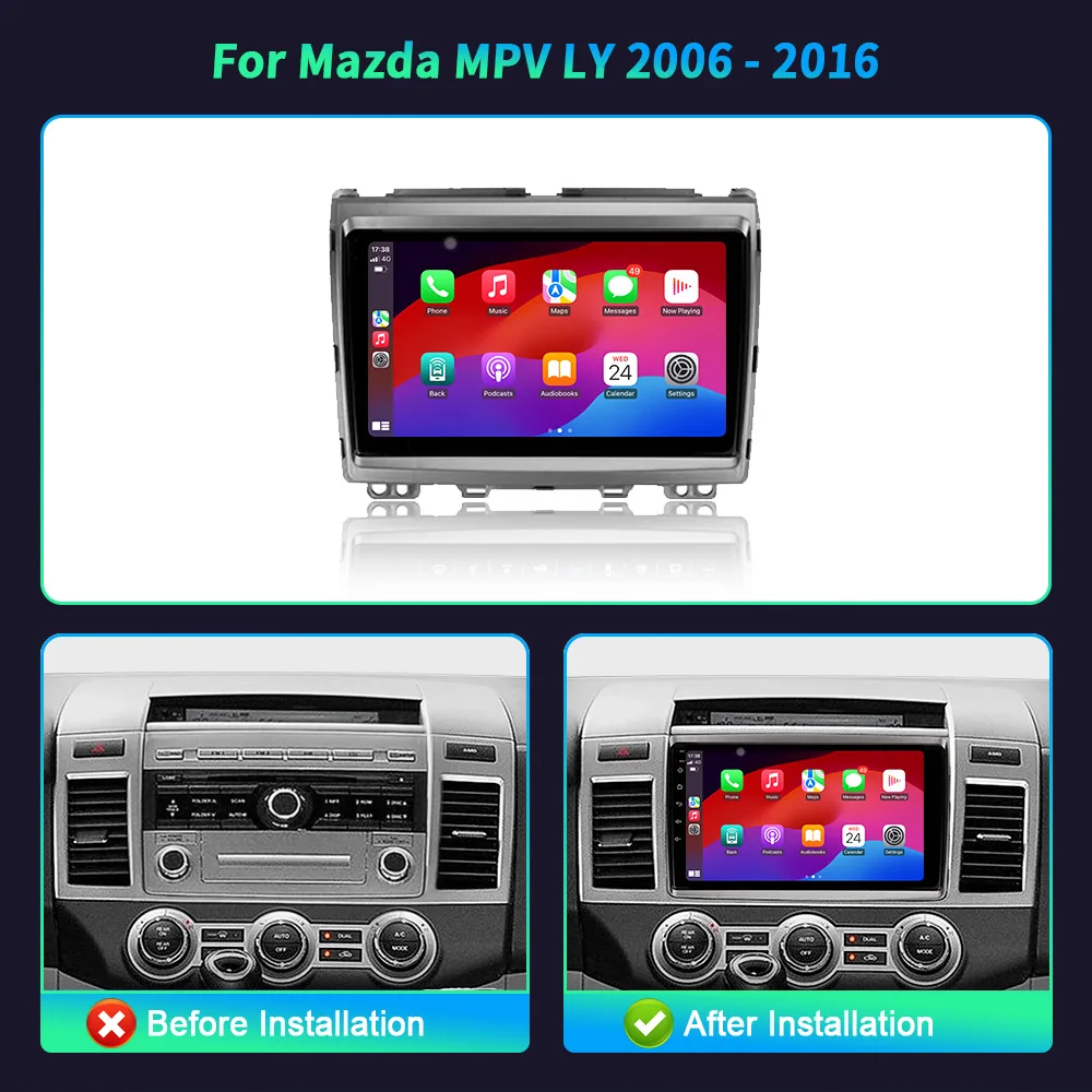 Car Radio Multimedia Video For Mazda MPV LY 2006-2016 Android 14 Navigation GPS Wireless Bluetooth Carplay Touch Screen Stereo