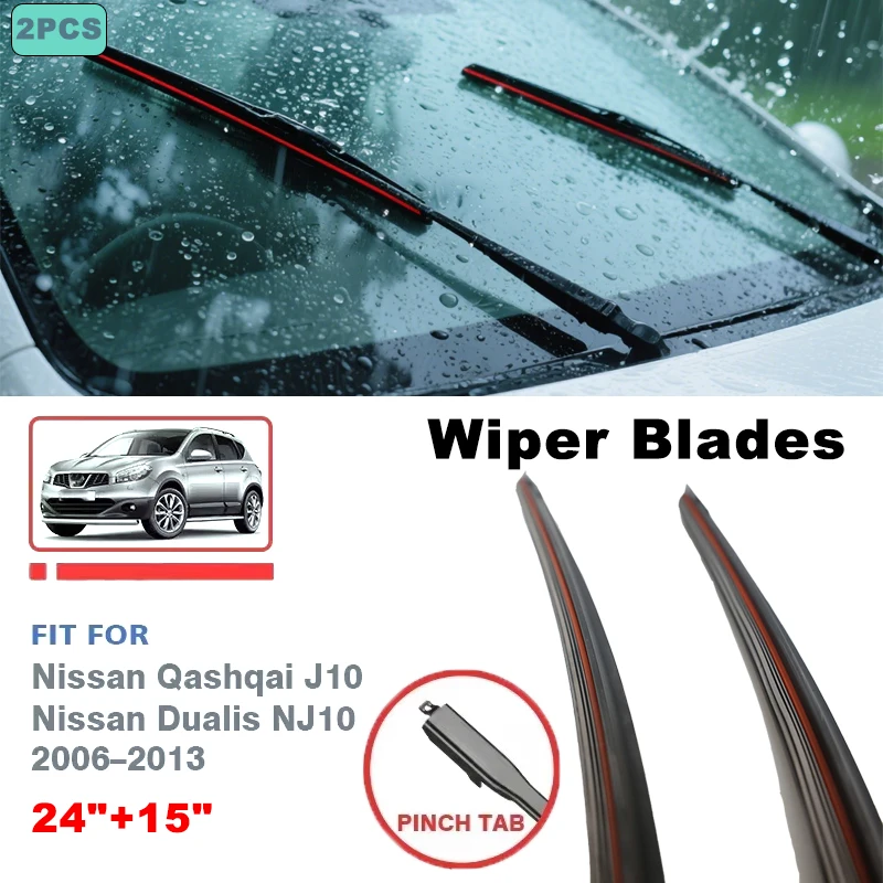 

Car Front Wiper Blades For Nissan Qashqai J10 2006-2013 Dualis NJ10 Brush Rubber Windshield Windscreen Window Accessories 24"15"