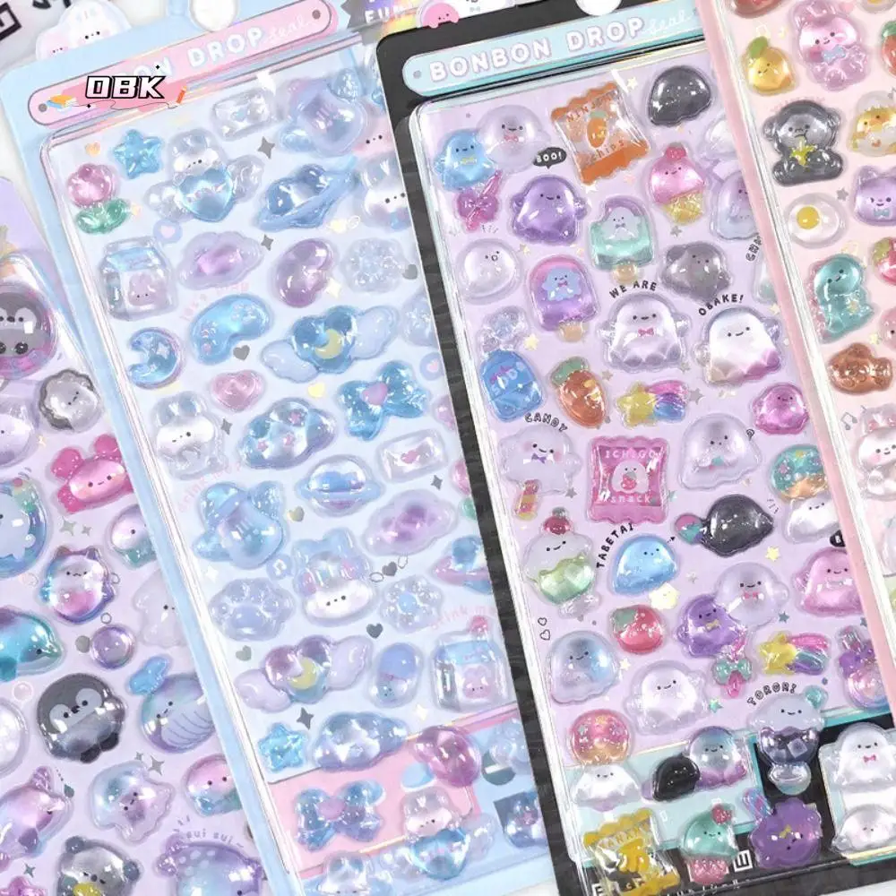 Dessin animé mignon bonbons fantôme goutte autocollant esthétique Kawaii 3D Relief décor autocollants Album journal bricolage jouet autocollants Scrapbooking