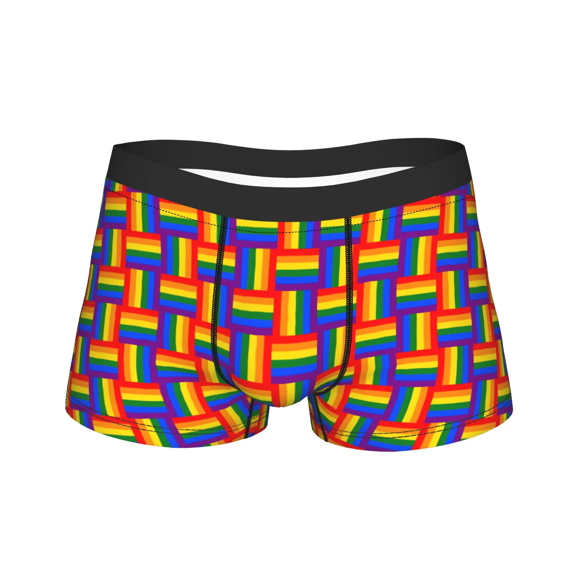 LGBT colors rainbow flag Underwear  Males Panties Design Novelty Trunk Quality Boxer Brief Big Size 2XL