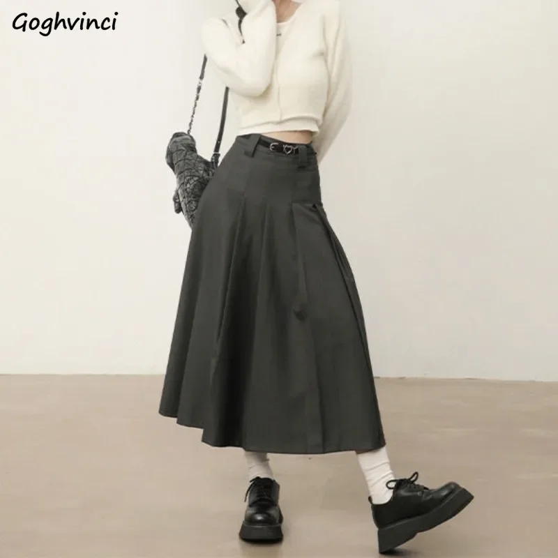 

Плиссированные юбки женские до щиколотки осень-зима универсальные шикарные ампирные студенческие женские изящные уличные одежды уменьшающие возраст