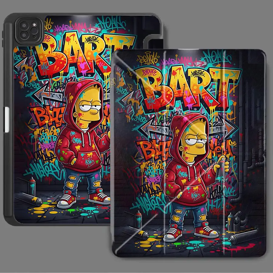 Simpsons Bart Graffiti Holder Cover Tablet Case For iPad Pro 2025 Mini 6 7 Pro 11th 10th 9th 8th 7th 12.9inch Air 4 5 M3 M2 M4