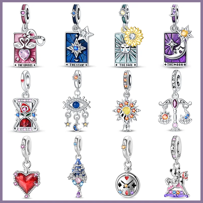 925 prata esterlina moda sol estrela lua amor olho mágico tarô encantos contas caber marca original pulseira diy jóias finas presente