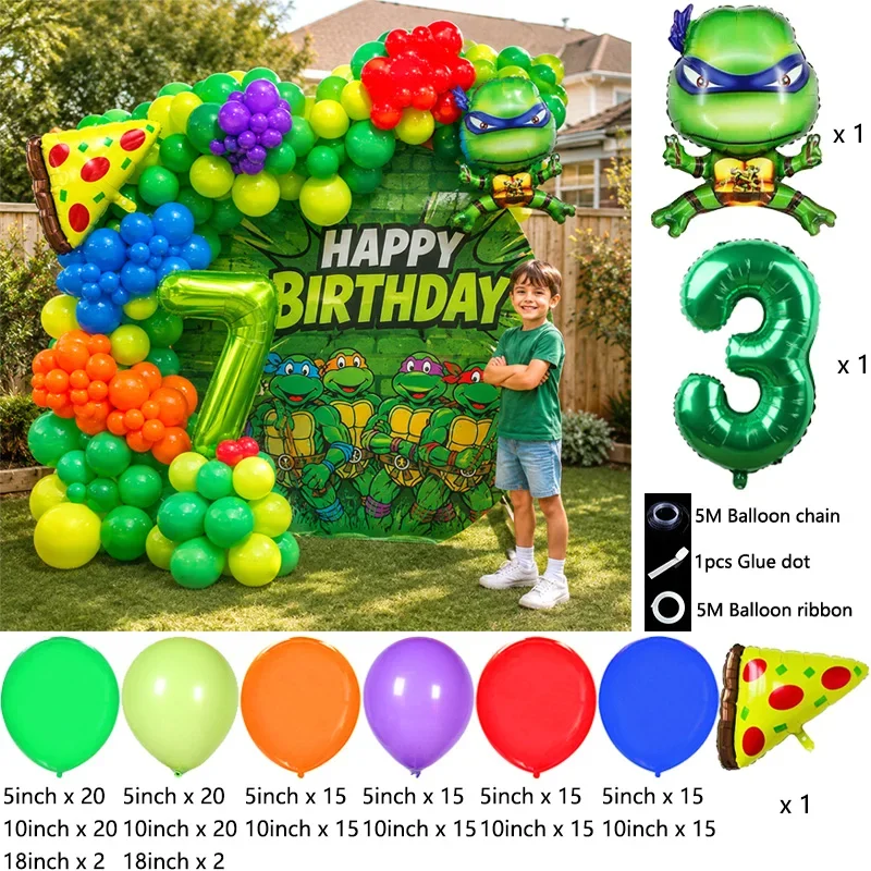 Ninja Turtles Themed Party Balloon Pack Colorful Foil Latex Globos Birthday Party Photography Props Decor Supplies For Boys view 4