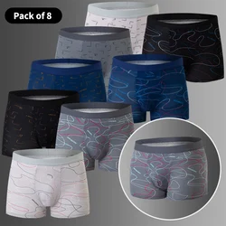 8 Pack European and American Size MEN'S FASHION Printed Underwear Comfortable and Breathable 45-120kg Fat Men Can Wear Shorts.