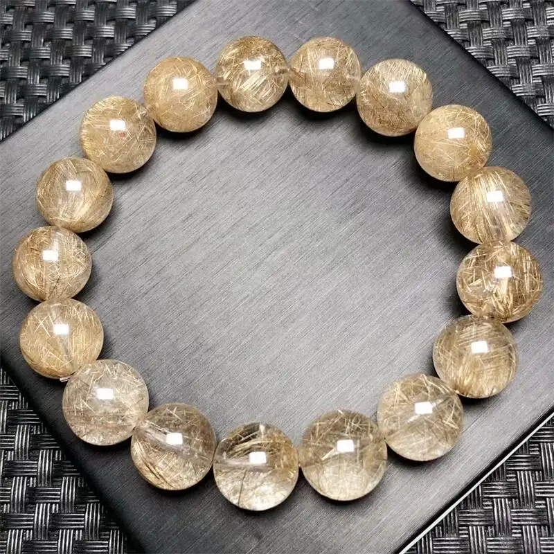 Natural Silver Rutilated Quartz Bracelet Reiki Crystal Fortune Energy Bangle Mineral Woman Jewelry Gift 1PCS