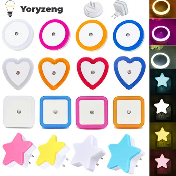 EU US ปลั๊กควบคุมแสงเซนเซอร์ขนาดเล็กไฟไฟ LED กลางคืน110V 220V โคมไฟกลางคืนสำหรับเด็กเด็กห้องรับแขกห้องนอน