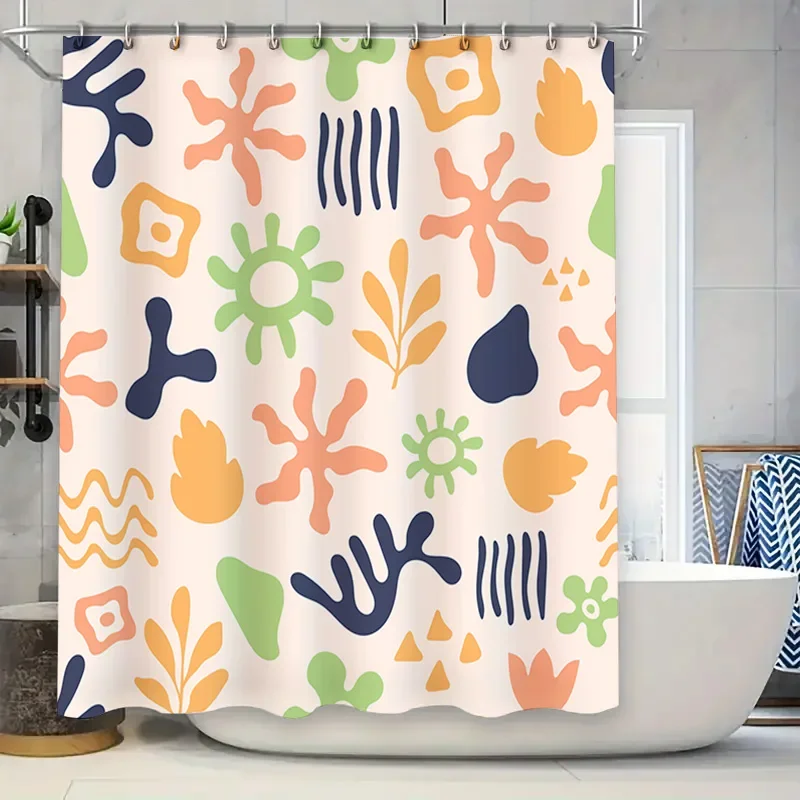 Modern Colorful Shower Curtain Waterproof Decor Bathroom Accessories Home Decoration with Hooks for Bathtub Doors would fit this