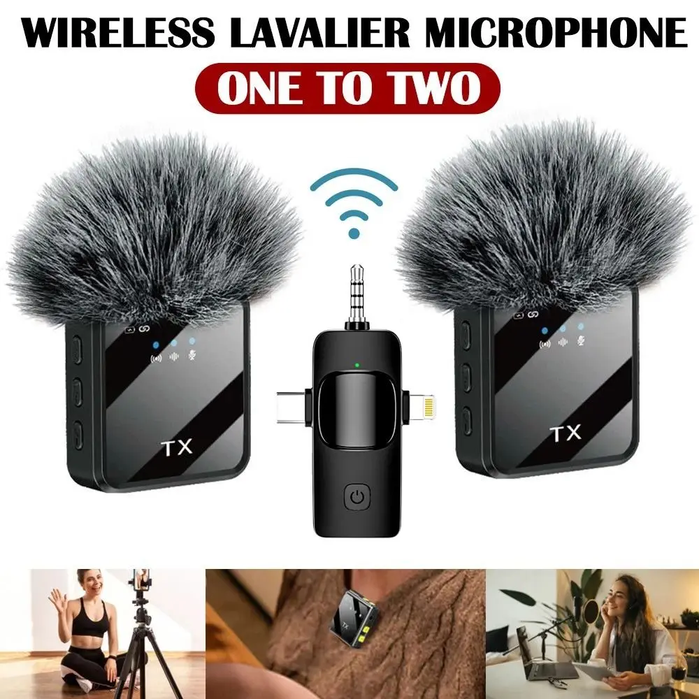 

3in1 Design Wireless Lavalier Microphone Type-C Charging Portable Podcast Microphone Noise Canceling Clip On Noise Reduction Mic