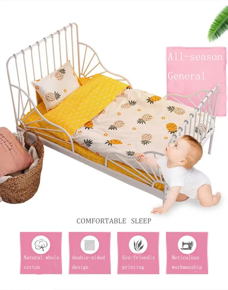 high quality 100% cotton cartoon pattern anti-static soft spring autumn quilt mattress pillow 6-piece bedding set for baby