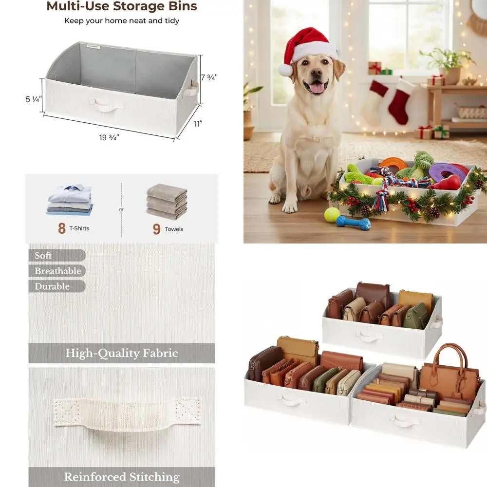 

Складные тканевые корзины для хранения, набор из 3 штук в бежевом, белом и цвете слоновой кости, для шкафа и полок