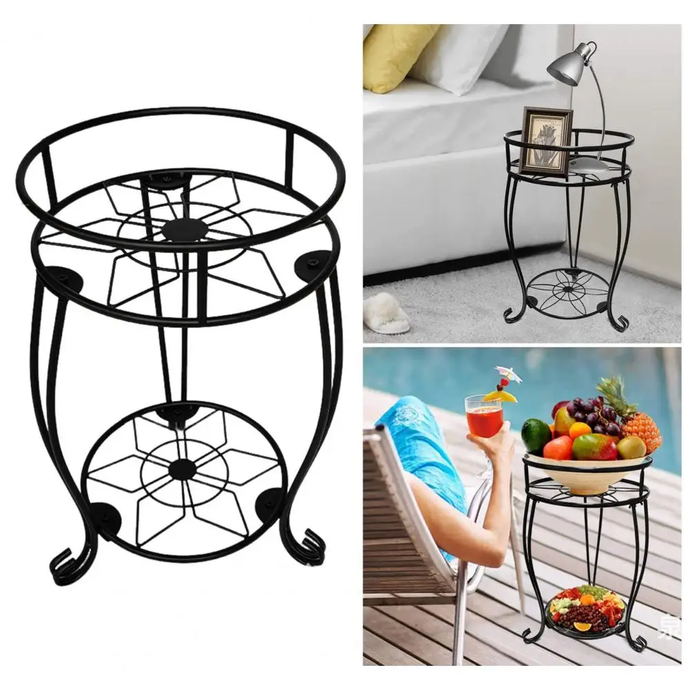 Stylish Metal Plant Rack Sturdy 2-tier Floor Plant Holder High Stability Flower Pot Stand Shelf for Elegant Display