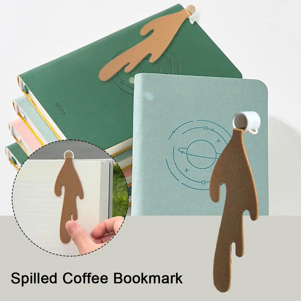 Imagem -02 - Café Derramado Bookmark para Leitura Cute Corner Marker Marcadores Engraçados Marcas de Livros Canto Bookmark Acessórios