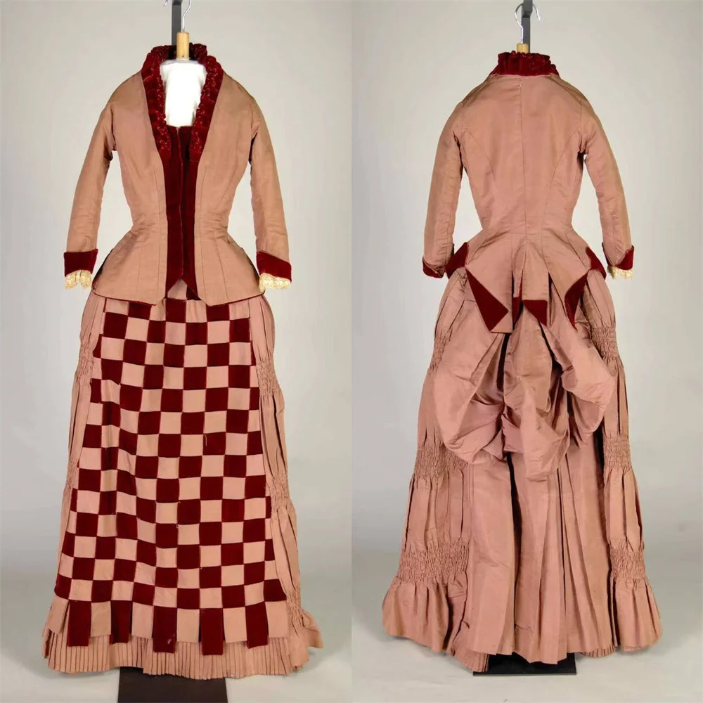 

1880S Victorian Era Bustle Ball Gown Women Victorian Civil War Fashion Day Dress Halloween Historical Clothing