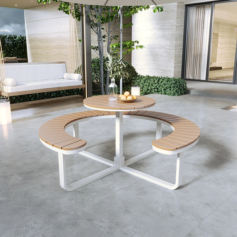 Outdoor one-piece table and chair leisure villa courtyard garden park terrace round table and chair outdoor public place dining