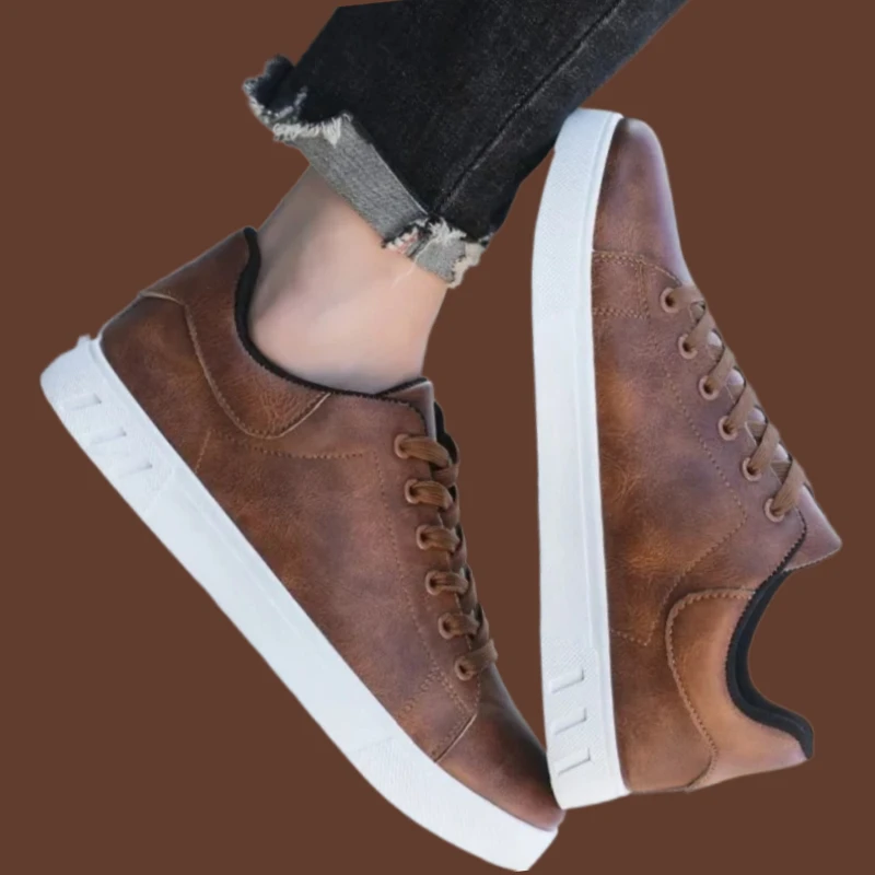 

New Trendy All-match Platform Casual Shoes Loafers British Leather Sneakers Flats Shoes Classic Men Leather Shoes Spring Summer