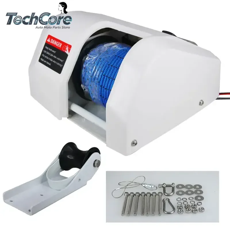 Premium Marine Floating Bridge 35 Winch Freshwater Electric Anchor Winch Suitable 30 lb Anchor 100 ft Rope Accessories